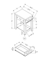 Cappuccino Finish Side  Accent Table with Adjustable Cup Holder Drawer and Bottom Shelf