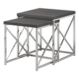 40.5" Particle Board and Chrome Metal Two Pieces Nesting Table Set