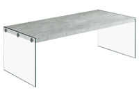 22" x 44" x 16" Dark Taupe  Tempered Glass  Coffee Table