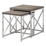 40.5" Particle Board and Chrome Metal Two Pieces Nesting Table Set