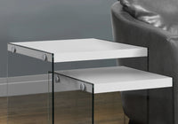 35.5" x 35.5" x 35.5" Dark Taupe Clear Particle Board Tempered Glass  2pcs Nesting Table Set