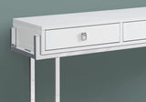 12" x 48" x 31.75" White Particle Board Metal  Accent Table