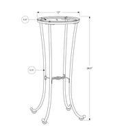 12" x 12" x 28.5" Black Clear Metal Tempered Glass Accent Table