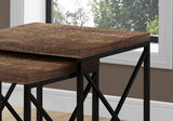 37.25" x 37.25" x 40.5" Brown Black Particle Board Metal  2pcs Nesting Table Set