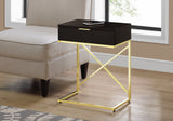 18.2" x 12.8" x 23.5" Cappuccino Finish Gold Metal Accent Table