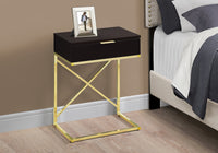 18.2" x 12.8" x 23.5" Cappuccino Finish Gold Metal Accent Table