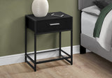 12" x 18" x 22" Grey with Black Metal  Tempered Glass  Accent Table