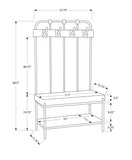 17.75" x 37.75" x 60.5" Charcoal Metal Foam Leather Look  Hall Entry Bench