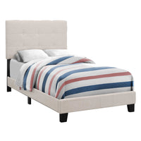 45.75" Solid Wood MDF Foam and Linen Twin Size Bed