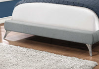 70.25" x 87.25" x 47.25" Grey Foam Solid Wood Linen Queen Size Bed