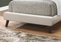 45.25" Beige Solid Wood MDF Foam and Linen Twin Sized Bed with Wood Legs