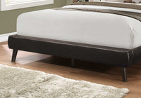 70.5" x 87.25" x 45.25" Brown Foam Solid Wood Leather Look  Queen Sized Bed With Wood Legs