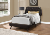 45.25" Beige Solid Wood MDF Foam and Linen Twin Sized Bed with Wood Legs