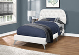 45.25" Beige Solid Wood MDF Foam and Linen Twin Sized Bed with Wood Legs