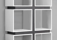 12" x 33.5" x 71.25" White Grey Particle Board Hollow Core  Bookcase With A Hollow Core
