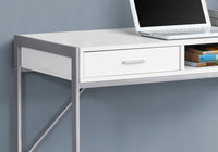 22" x 48" x 30" White  Silver  Metal  Computer Desk