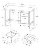 23.75" x 47.25" x 30.75" Dark Taupe Silver Particle Board Hollow Core Metal  Computer Desk