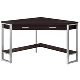 42" x 42" x 30" Dark Taupe  Silver  Particle Board  Hollow Core  Metal   Computer Desk