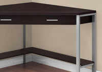42" x 42" x 30" Dark Taupe  Silver  Particle Board  Hollow Core  Metal   Computer Desk