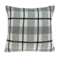 Square Gray and Blue Plaid Accent Pillow Cover