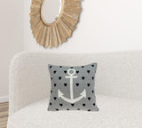 Grey White and Black Nautical Anchor Pillow Cover