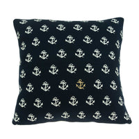Square Nautical Blue and White Anchor Accent Pillow Cover