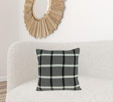 Gray Plaid Cotton Pillow Cover