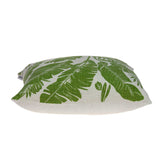 Tropical Green Palm Leaf on Beige Pillow Cover