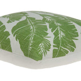Tropical Green Palm Leaf on Beige Pillow Cover