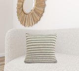 Casual Square Tan and Gray Stripe Accent Pillow Cover