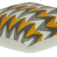 20" x 0.5" x 20" Transitional Gray Orange and White Cotton Pillow Cover