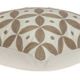 20" x 0.5" x 20" Transitional Beige and White Cotton Pillow Cover
