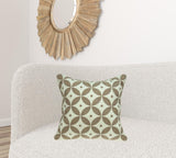 20" x 0.5" x 20" Transitional Beige and White Cotton Pillow Cover