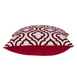 20" x 0.5" x 20" Transitional Red and White Cotton Pillow Cover