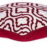 20" x 0.5" x 20" Transitional Red and White Cotton Pillow Cover