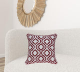 20" x 0.5" x 20" Transitional Red and White Cotton Pillow Cover