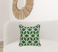 20" x 0.5" x 20" Transitional Green and White Pillow Cover