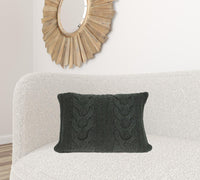 Gray Sweater Knit Lumbar Accent Pillow Cover