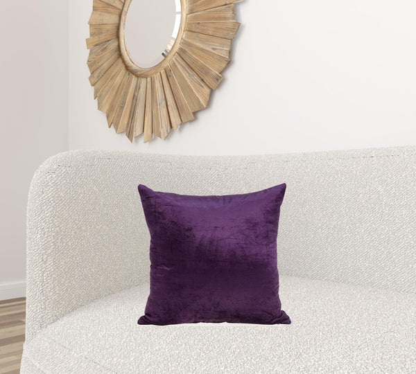 18" x 7" x 18" Transitional Purple Solid Pillow Cover With Poly Insert