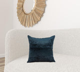 18" x 7" x 18" Transitional Dark Blue Solid Pillow Cover With Poly Insert