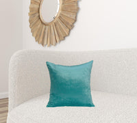 18" x 7" x 18" Transitional Aqua Solid Pillow Cover With Poly Insert