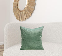 20" x 7" x 20" Transitional Green Solid Pillow Cover With Poly Insert