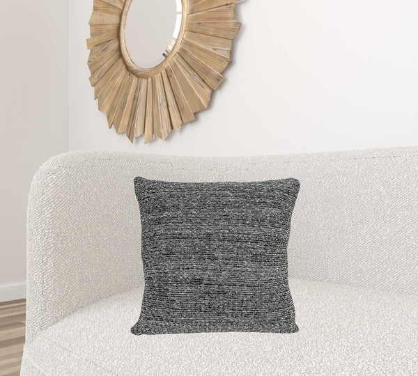 20" x 7" x 20" Elegant Transitional Gray Cotton Pillow Cover With Poly Insert