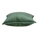20" x 7" x 20" Transitional Green Solid Quilted Pillow Cover With Poly Insert