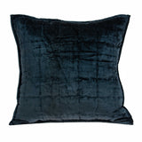 20" x 7" x 20" Transitional Dark Blue Quilted Pillow Cover With Poly Insert