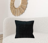 20" x 7" x 20" Transitional Black Solid Quilted Pillow Cover With Poly Insert
