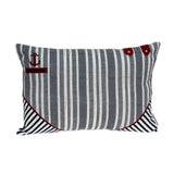20" x 6" x 14" Nautical Blue Pillow Cover With Down Insert