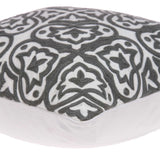 20" x 7" x 20" Traditional Gray and White Pillow Cover With Down Insert