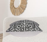20" x 7" x 20" Traditional Gray and White Pillow Cover With Down Insert