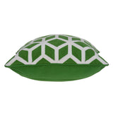 20" x 7" x 20" Transitional Green and White Pillow Cover With Down Insert